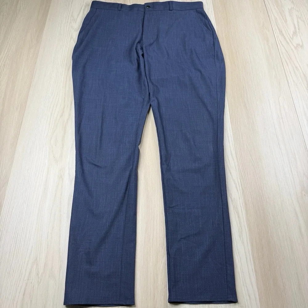 State & Liberty Dress Pants Mens Size 34 Athletic Fit 4-Way Stretch Heather Blue